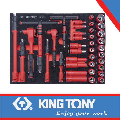 1/4″+3/8″ VDE Insulated Socket Set for Tool Trolley (EVA FOAM) – 38PCS