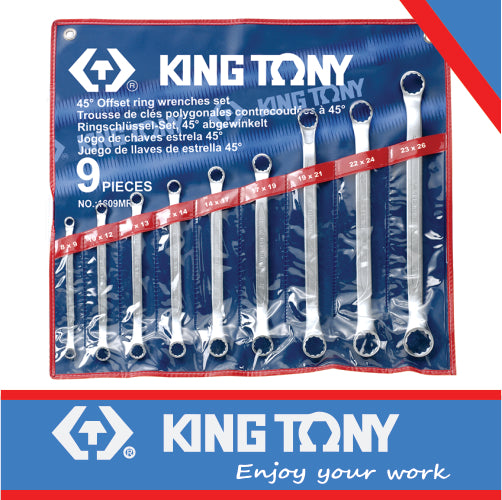 45° OFFSET RING WRENCH SET 9PCS