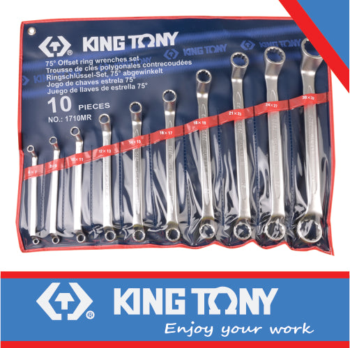 75° OFFSET RING WRENCH SET – 10PCS