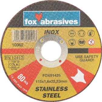 ABR FOX CUTOFF S/STEEL 115X1.6MM