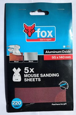ABR FOX MOUSE SANDING P220 5PC 95X140MM