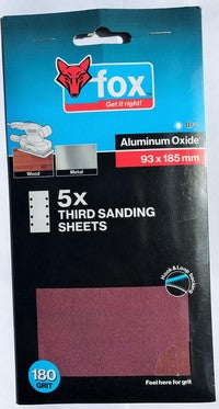 ABR FOX SANDING 93X185MM 180G VELCRO 5PC