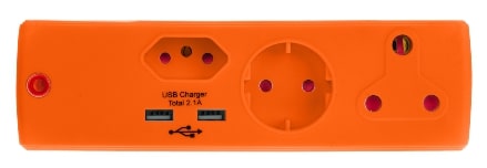 ADAPTOR 1X16A+1X5A+1SK+2USB ORANG E/MATE