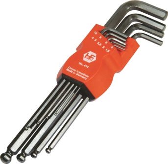 ALLENKEY FUHR.SET 1.5-10MM BALL CLIP 9PC