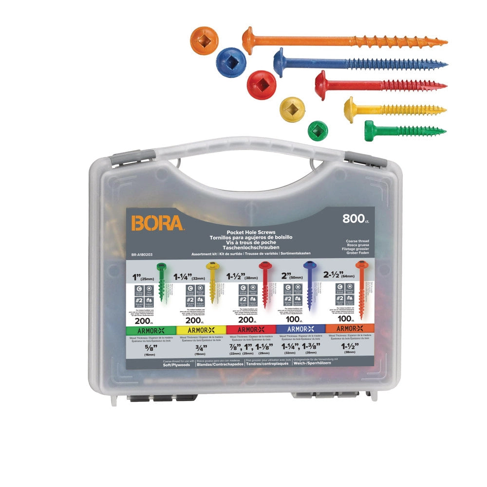 BORA 800-Piece Pocket-Hole Screw Kit Coarse | BR-A180203