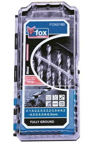 FOX 13PCS DRILLS METAL SET 1.5-6.5MM