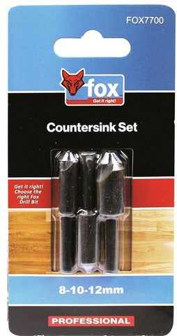 FOX CONTERSINK SET 8  10  12.0MM 3 PIECE
