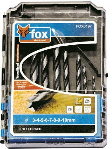 FOX SPIRAL WOOD DRILL SET 3MM - 8MM