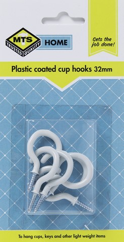 MTS HOME  CUP HOOKS 32MM P/COATED 6PC