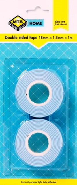 MTS HOME DBL SIDED TAPE 18MMX1.5MM 1M 2P