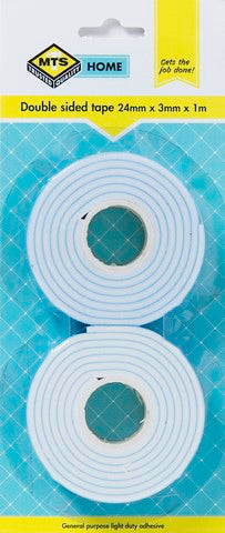 MTS HOME DBL SIDED TAPE 24MMX3MM 1M 2PC