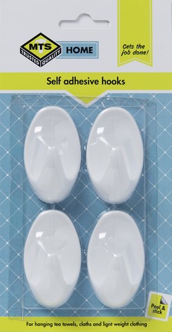 MTS HOME LARGE OVAL HOOK WHITE 4PC