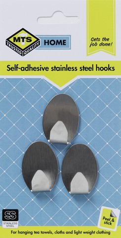 MTS HOME SMALL OVAL S/STEEL HOOK 3PIECE