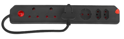 MULTIPLUG  6WAY 3X16A,2X5A,1XSCH BLACK