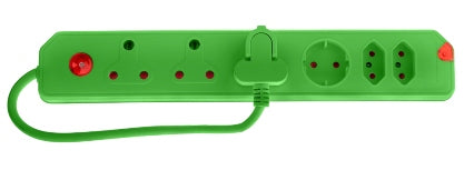MULTIPLUG 6WAY 3X16A,2X5A,1XSCH GREEN