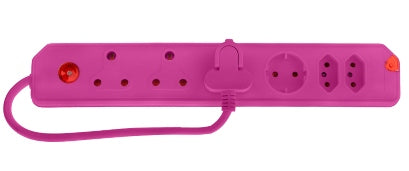 MULTIPLUG  6WAY 3X16A,2X5A,1XSCH PINK