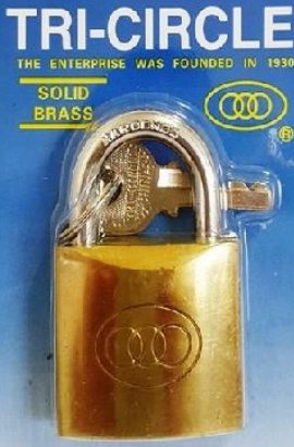 PADLOCK TRI BRASS PP 32MM #263 CASE90