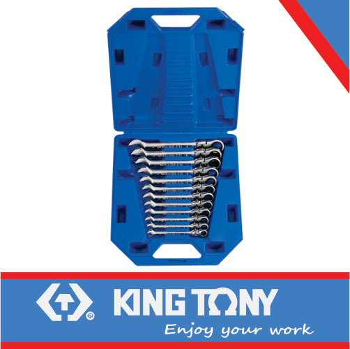 RATCHET SPANNER SET FLATEX HEAD 8-19MM