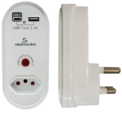 SMARTSOCKET ADAPTOR TRAVEL SURGE USB