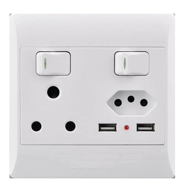 SOCKET E/MATE 4X4 16A+EURO+2XUSB