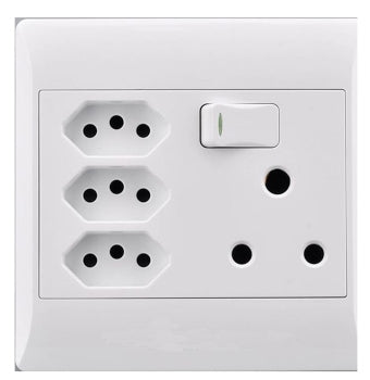 SOCKET E/MATE 4X4 3XEURO+16A WHITE