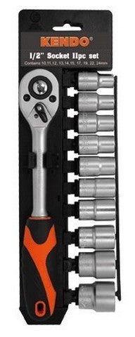 SOCKET SET 1/2``DR KENDO 11PC 10 - 24MM