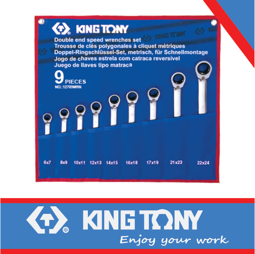 SPANNER SET RATCHET TYPE  DOUBLE RING 6-24MM 9PC