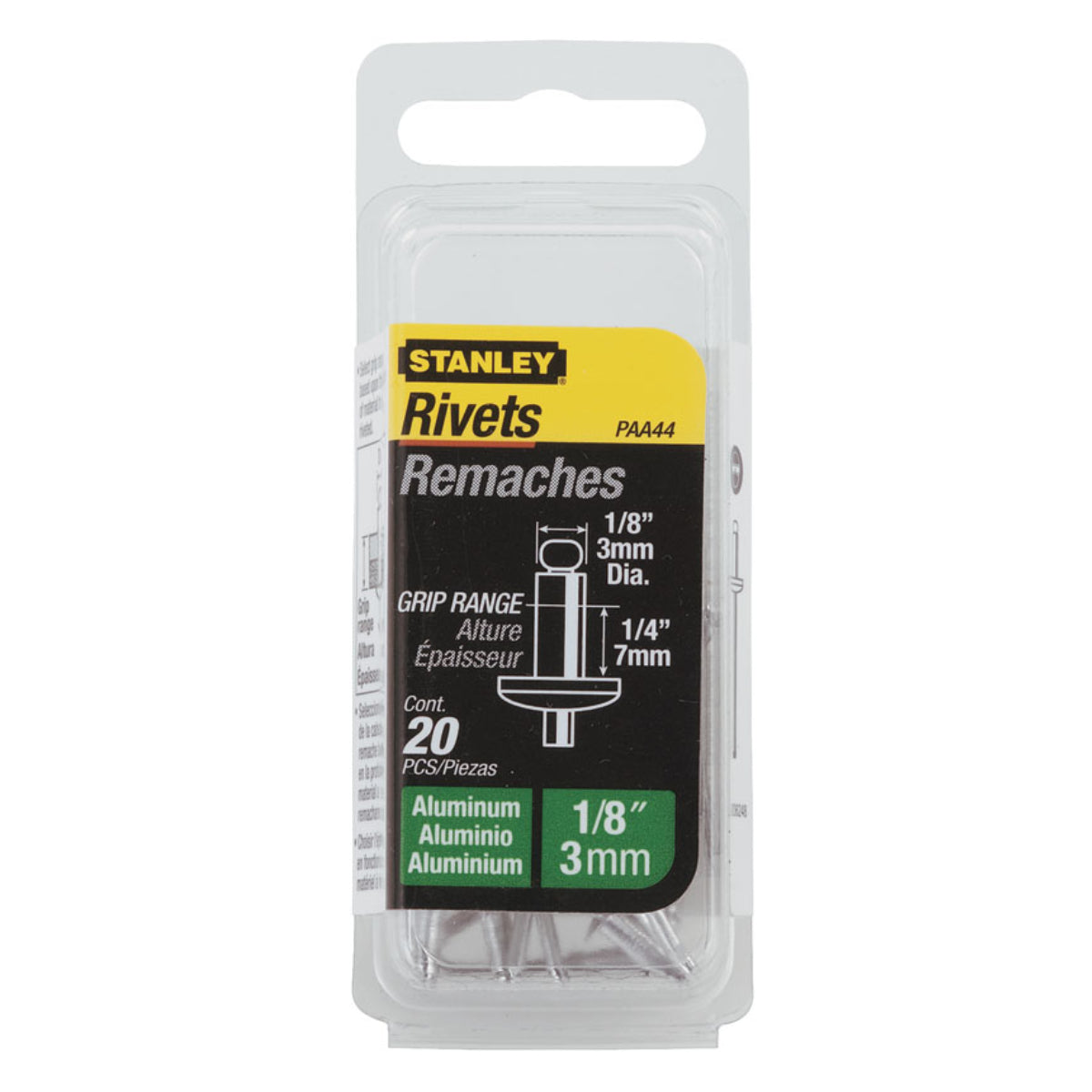 Stanley Aluminium Rivets 3mm x 7mm (20 Pack)| 1-PAA44T