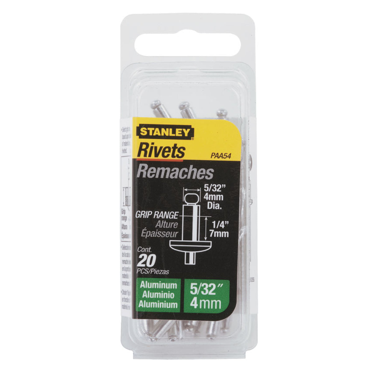 Stanley Aluminium Rivets 4mm x 6mm (20 Pack)| 1-PAA54T
