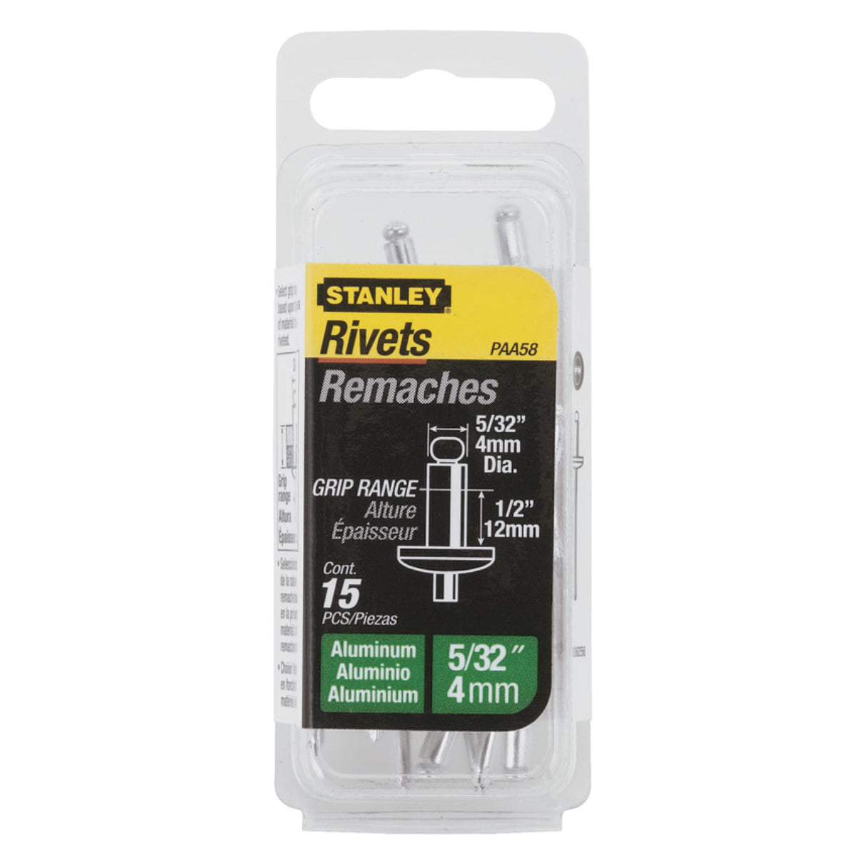 Stanley Aluminium Rivets 4mm x 13mm (15 Pack) | 1-PAA58T