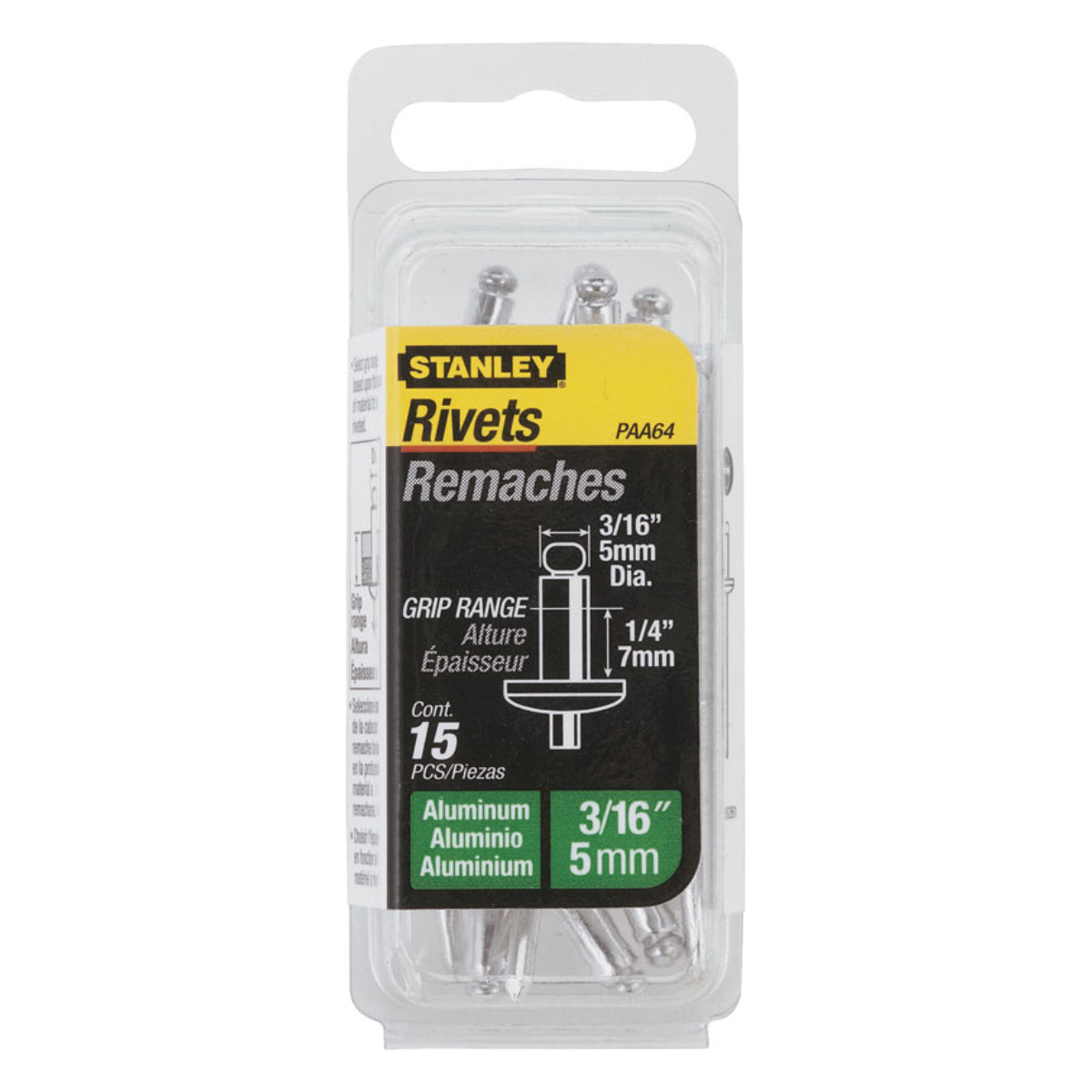 Stanley Aluminium Rivets 5mm x 6mm (15 Pack) | 1-PAA64T