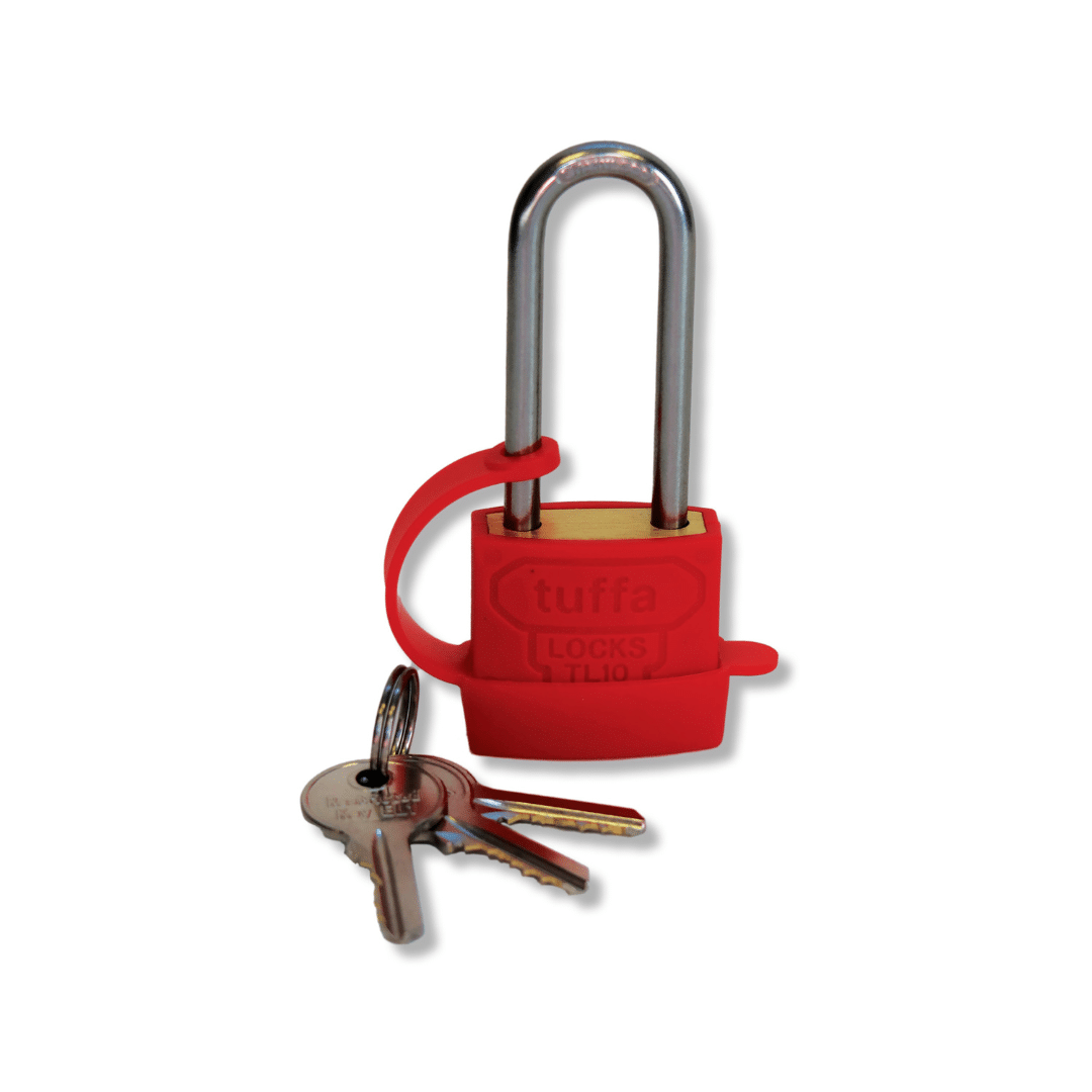TUFFA Brass Red Safety Lockout Padlock (Stainless Shackle)