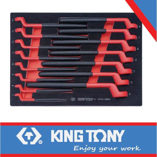 VDE Insulated 75° Offset Ring Wrench Set for Tool Trolley (EVA FOAM) – 15 PCS