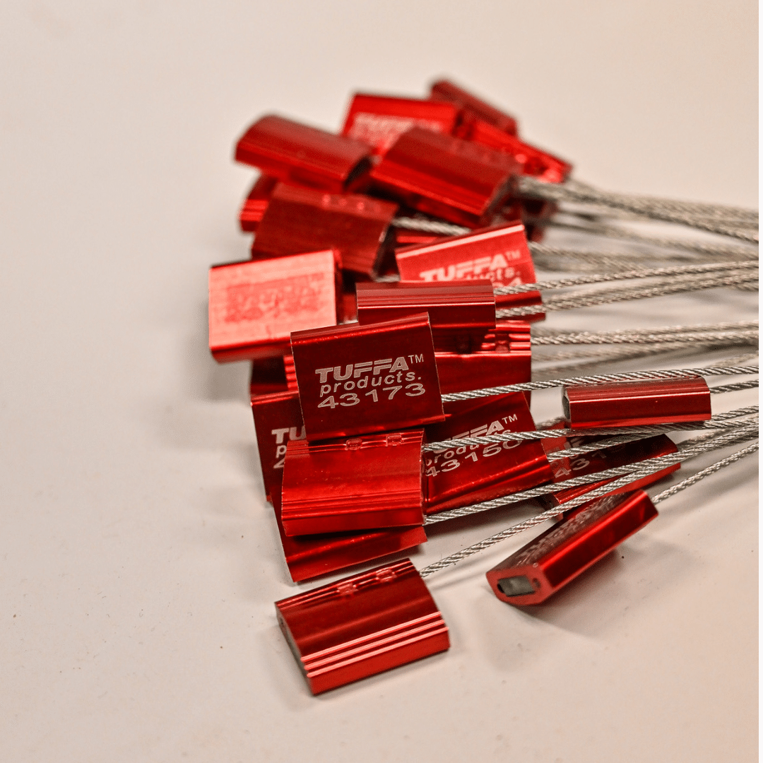Wirelocks / Cable Seals – 1.5mm x 600mm, Galvanised Steel (Red) (packs of 100)